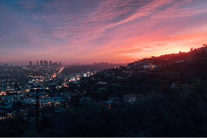 A vista of the early evening California skyline