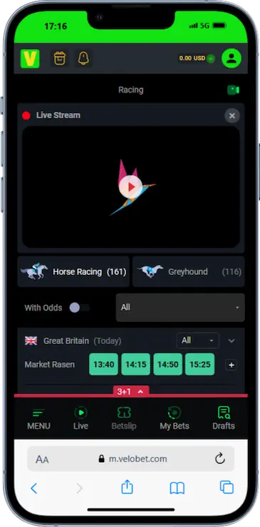 Velobet Racebook
