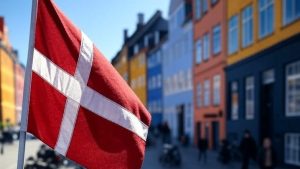 AI image of a Danish flag in downtown Copenhagen / The Danish Gambling Authority (Spillemyndigheden) has seen its register of self-excluded players (ROFUS) reach the milestone figure of 60,000. 