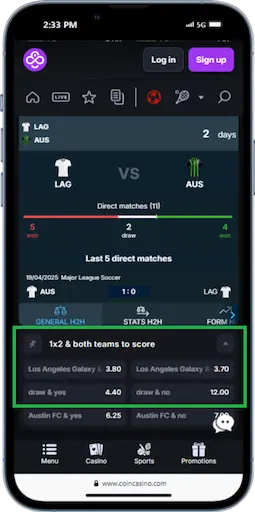 Team to Win And Both Teams to Score.