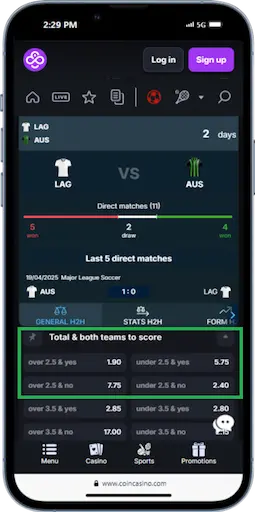 Total Goals And Both Teams to Score