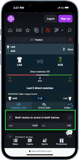 Bet on Both Teams To Score in Both Halves