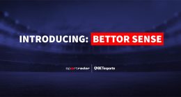 Dark navy background with 'Introducing Bettor Sense' written in the center. Sportradar logo is underneath.