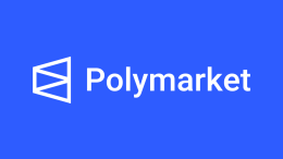 Polymarket logo in white lettering on a blue background. Polymarket returns to the US with $112 million acquisition