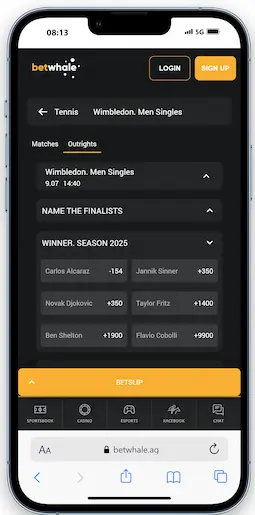 Tennis Betting Outright Winner