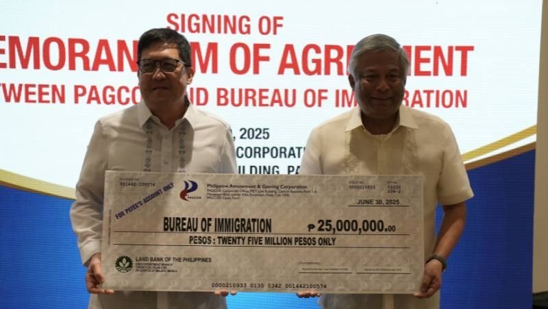 Image from the Memorandum of Agreement signed at PAGCOR executive office in Pasay City on Monday / PAGCOR, the Philippine Amusement and Gaming Corporation, has signed off on Php50 million ($887,600) of support for the Bureau of Immigration (BI) to deport foreign workers involved in illicit offshore gaming operations. 