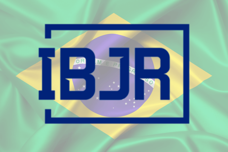 White background with a dark blue/navy square outline and IBJR written in the center. Brazil flag in the background. IBJR welcomes A2FBR, expanding its membership