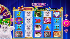 Kitty Grand Slot game, normal layout of the hole game with cats on it