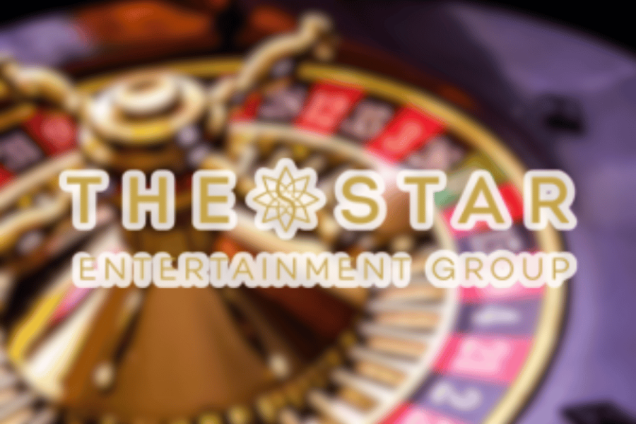 Star Entertainment locked in a battle with lenders over mounting debt. The Star Entertainment Group logo displayed over a blurred roulette wheel background, symbolizing the company’s connection to casino and gaming operations.