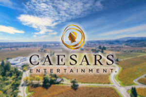 Image of Healdsburg, California, with Logo of Caesars Entertainment on Top. GLPI invests $ 225 million in the Tribal Caesars Republic Sonoma County Resort
