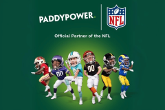 Paddy Power named official NFL sportsbook partner in UK and Ireland. Promo image showing NFL stars under logos of Paddy Power and NFL, with the words "Official Partner of the NFL"