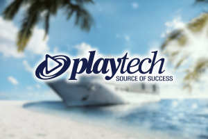 Playtech launches retail betting via the MSC Cruises Global Fleet. Playtech logo with logo "Source of success" On the background of a clear tourist ship near a tropical beach.