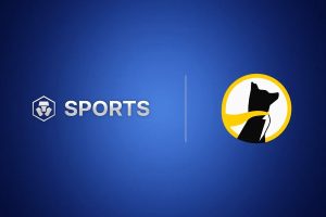 Crypto.com partners with Underdog to bring sports prediction markets to 16 states. Logo for Underdog and Crypto.com on top of a dark blue background