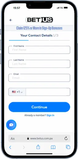 UFC Betting Registration At BetUS Step 2