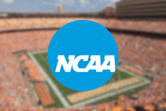NCAA Committee proposes new rule to allow student bets on pro sports. Now, the NCAA sports betting rule has been rolled back to keep ban for student athletes in place. NCAA logo on top of blurred image of football field within a stadium