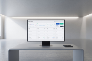 Empty white room with a single computer monitor showing prediction markets positioned in the center on a desk. CME could be entering sports contracts market, reports suggest