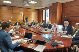 A number of men and women wearing suits sat around a wood circular table in a meeting room. European regulators unite to strengthen fight against illegal online gambling