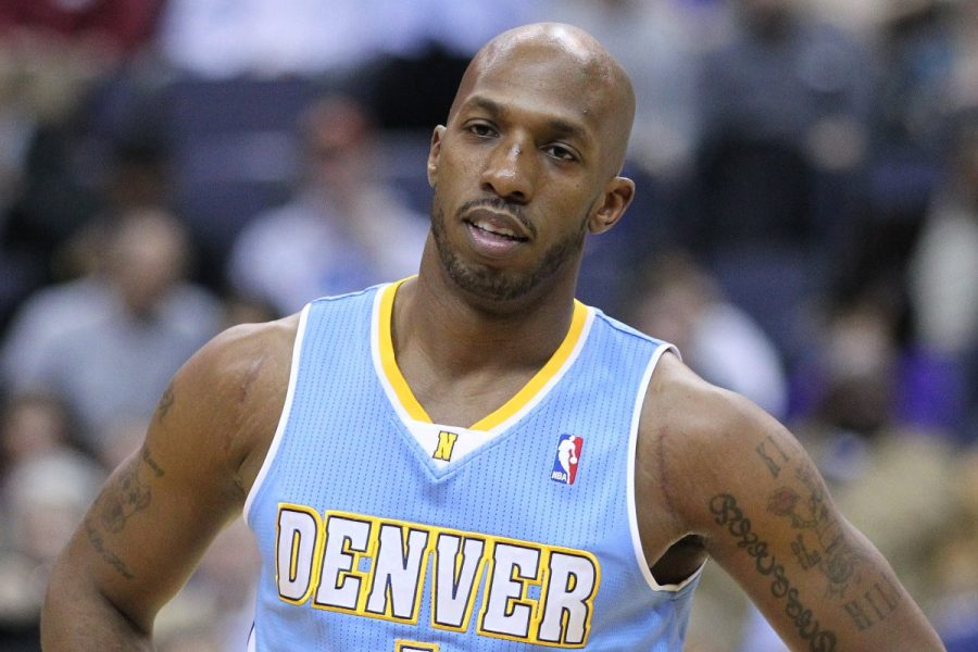 Chauncey Billups playing for the Denver Nuggets in the NBA