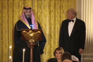Saudi Crown Prince Mohammed bin Salman lightens Washington visit with quip about prediction markets after bettors wagered on his attire.