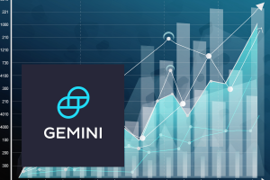Gemini logo on a graphical chart. Winklevoss twins' Gemini gets into prediction markets