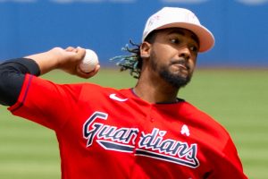 Emmanuel Clase awaits potential 65 year sentence after being released on bail. Emmanuel Clase pitching for the Cleveland Guardians during a May 2023 game at Progressive Field.