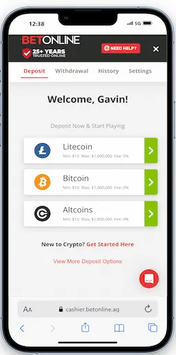 Three Card Poker Registration at BetOnline Step 3