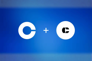 Coinbase agrees to acquire The Clearing Company to expand its prediction markets offering. Coinbase logo alongside The Clearing Company logo on a blue background, symbolizing the acquisition of Coinbase to expand prediction markets.