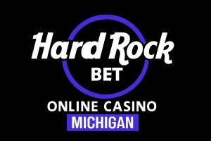 Hard Rock Bet logo on black background. Hard Rock Bet Launches Online Sportsbook and Casino in Michigan