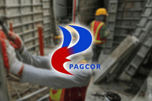 PAGCOR chief Alejandro Tengco denies conflict allegations over family government contracts. PAGCOR logo over a blurred construction site with workers wearing safety helmets and vests.