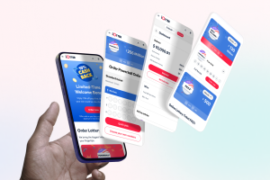 Neutral background with a hand visible in the lower left-hand corner, holding a mobile phone with multiple screens popping out of it. TheLotter confirms operations in New York will be suspended