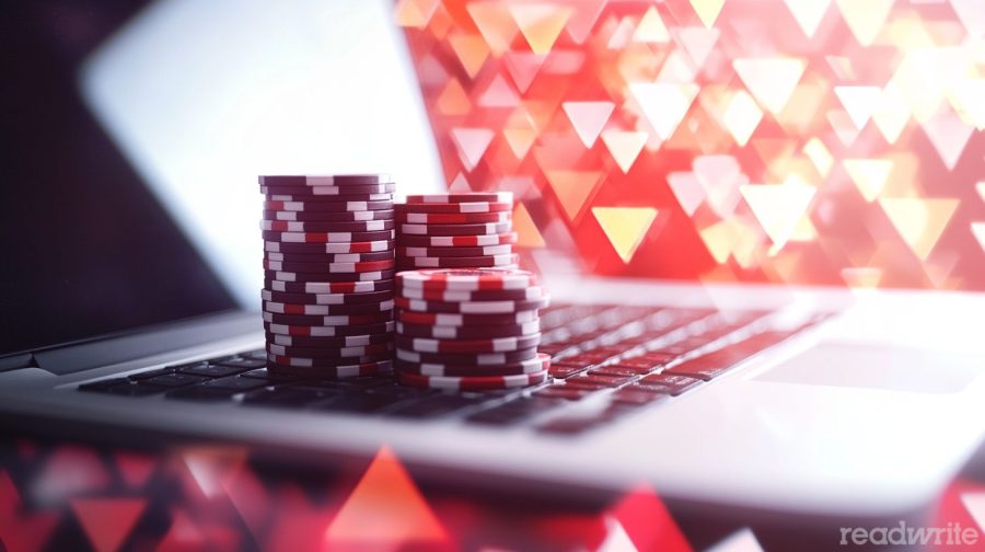 Poker chips and laptop