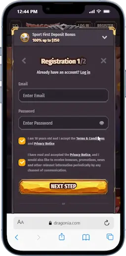 Register At Dragonia Canada Step 3
