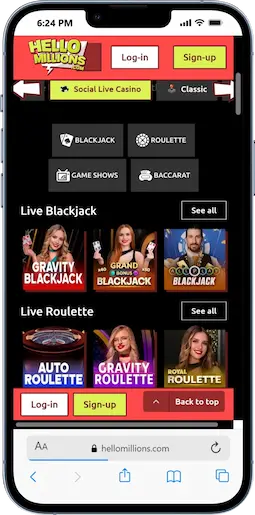 Live Casino at Hello Millions