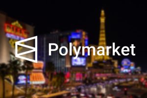 Nevada skyline behind Polymarket logo. Nevada files to block Polymarket from offering 'unlicensed wagering' in the state