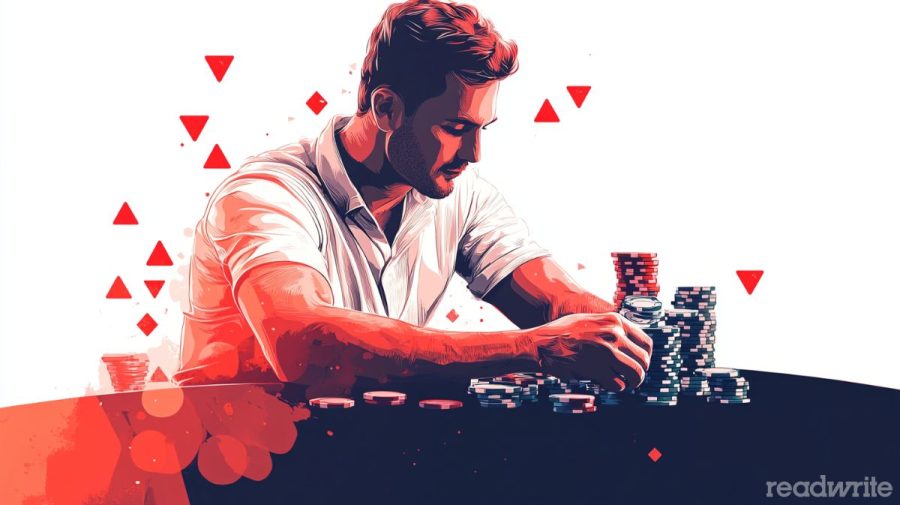 Man playing poker with poker chips