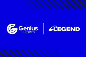 Genius Sports set to buy gambling media brand Legend in $1.2B deal. Blue graphic with the Genius Sports logo on the left and the Legend logo on the right, separated by a vertical line, suggesting a partnership or acquisition announcement.