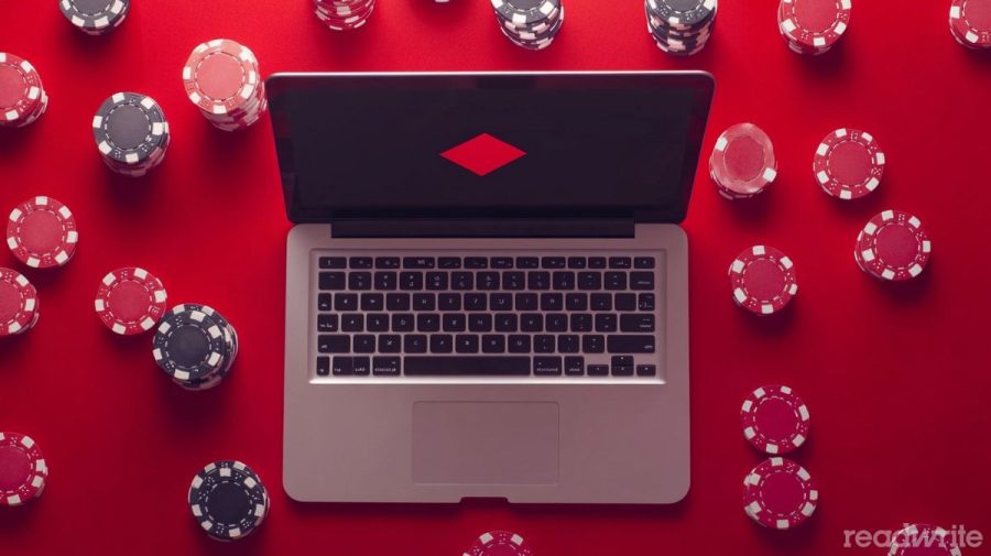 Laptop on casino table
