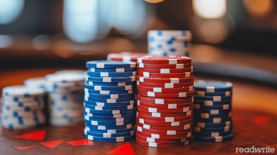poker chips on a table