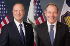 Portrait of two U.S. senators in suits standing before American flags, official congressional headshots representing bipartisan bill on sports prediction market regulation