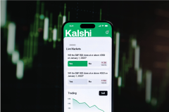 Kalshi moves to tighten rules, says politicians and athletes will be barred from trading on related markets. Kalshi prediction market app interface showing S&P 500 event trading on smartphone with financial chart background and real-time market data visualization