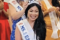 Sacramento beauty queen admits $10M investment fraud funding gambling trips. Asian woman wearing a crown and “Ms. U.S.” sash smiling on stage during a pageant while people behind her clap and celebrate.