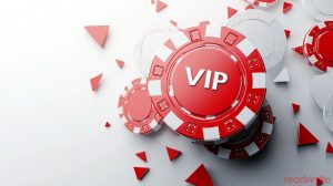 Casino chip with VIP on chip face