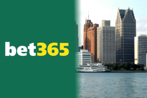bet365 Michigan approval graphic with Detroit skyline, online sports betting launch and regulated casino market expansion