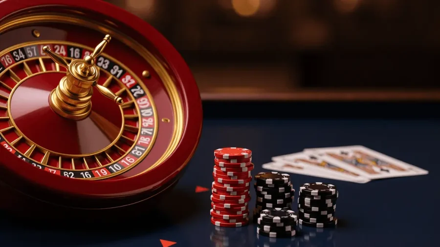 Roulette wheel and casino chips on premium gaming table for Irish online casinos 2026 guide
