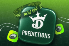 DraftKings faces second class action over Predictions sports event contracts platform claims. DraftKings Predictions app illustration featuring sports betting imagery and event contracts platform branding.