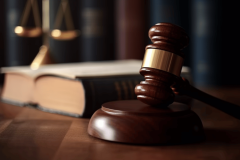 Wooden judge's gavel in a courtroom, representing federal securities fraud charges against NFT startup founder Taj Tarsha. NFT startup founder accused of diverting millions into gambling and luxury spending