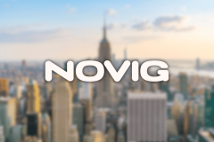 Novig logo with New York skyline illustrating federal lawsuit over sports prediction market regulation