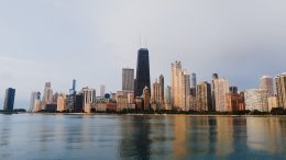 Chicago skyline with the John Hancock Center rising above Lake Michigan