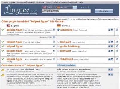 Free online dictionary Linguee.com 